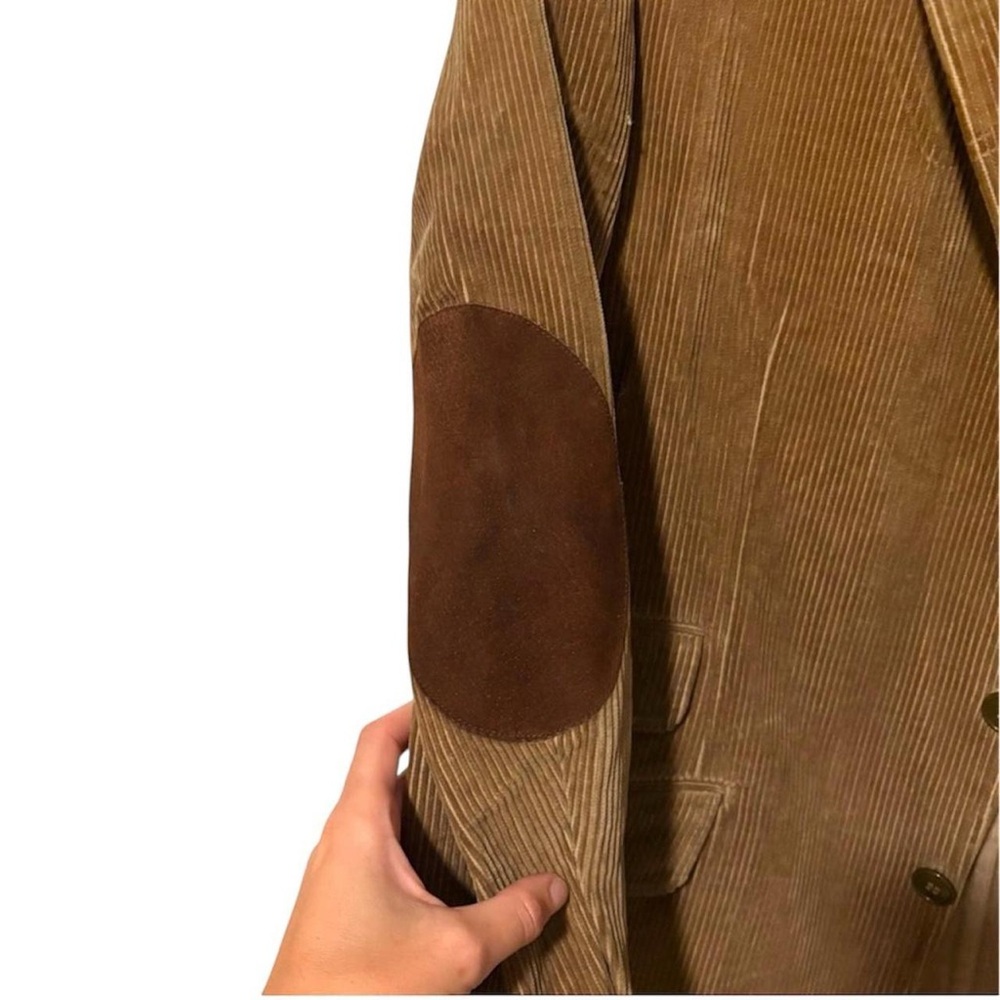 Valentino men’s preppy Tan Corduroy Blazer w/ elbow patches 22 inches pit-pit - Picture 4 of 4